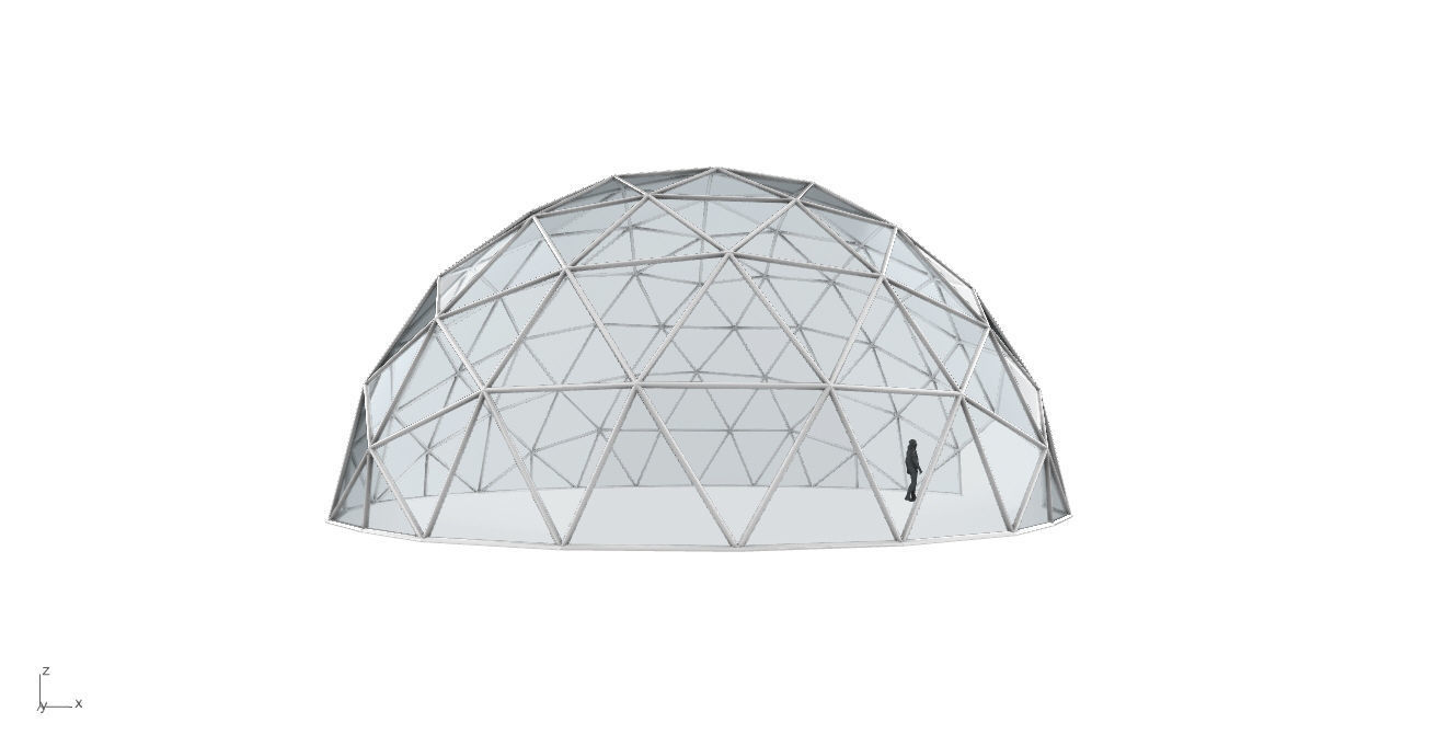 Geodesic Dome with Door Opening and Glass Panels v1 3D model_15