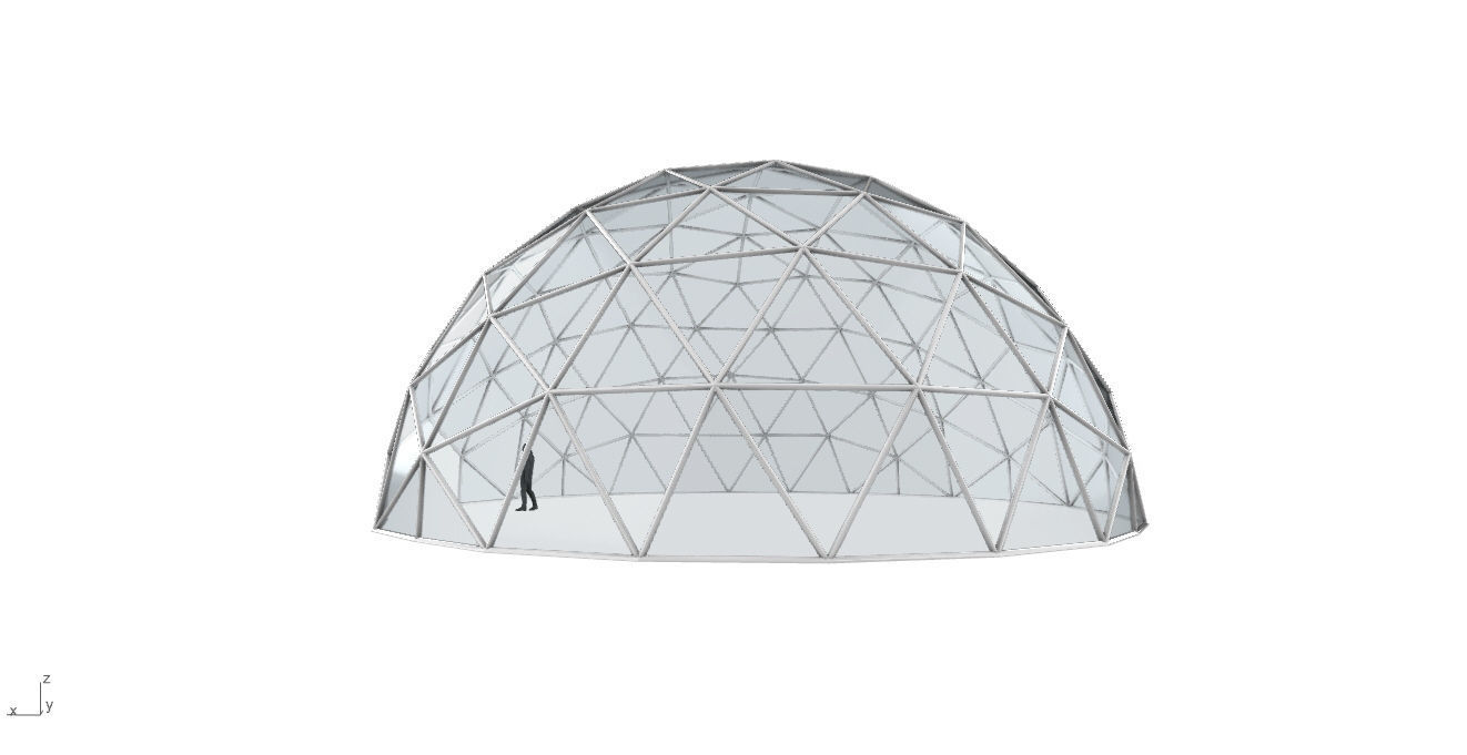 Geodesic Dome with Door Opening and Glass Panels v1 3D model_7