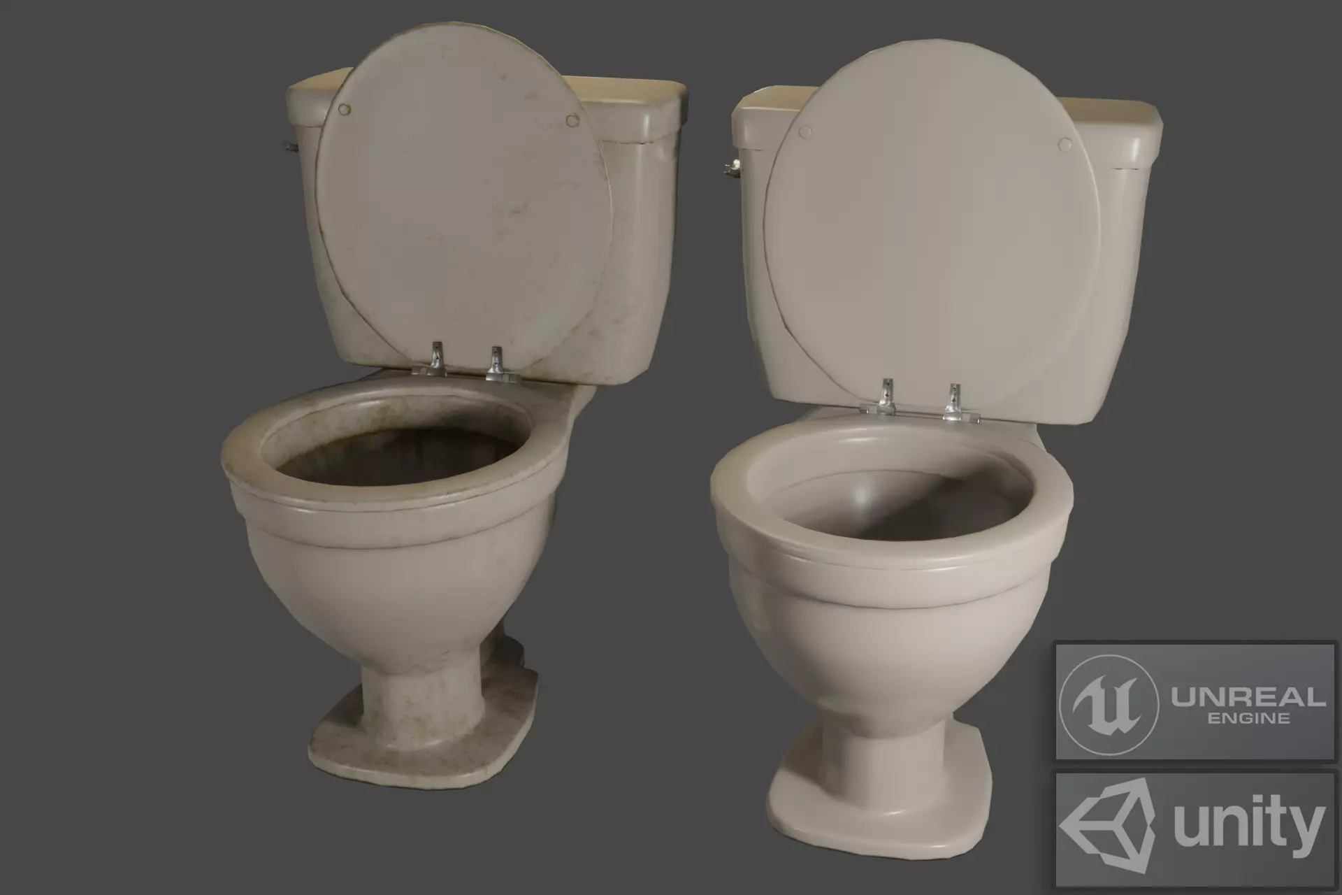 Toilet with LODs 2 versions Low-poly 3D model