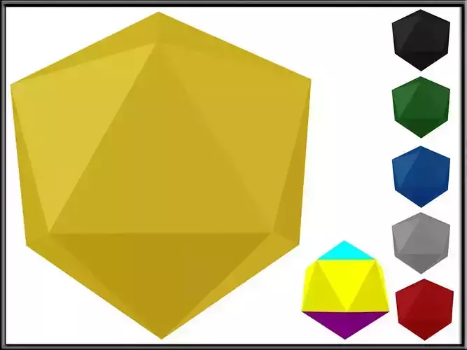 Icosahedron polygon shape Low-poly 3D model