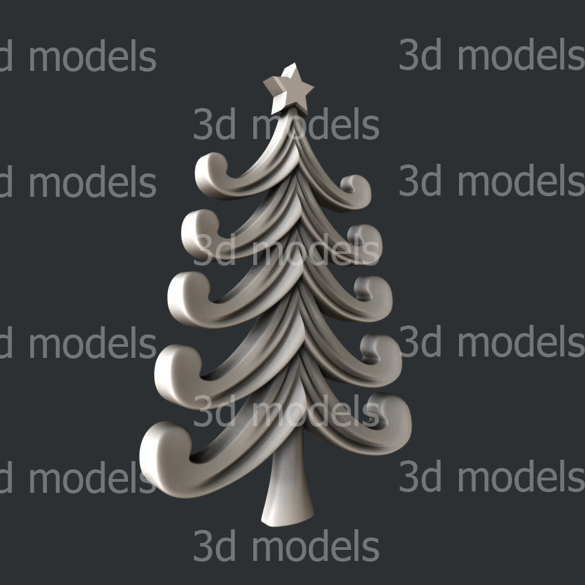 3d STL models for CNC router stylized Christmas trees 3D model_5