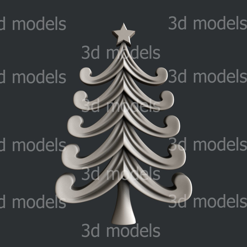 3d STL models for CNC router stylized Christmas trees 3D model_6