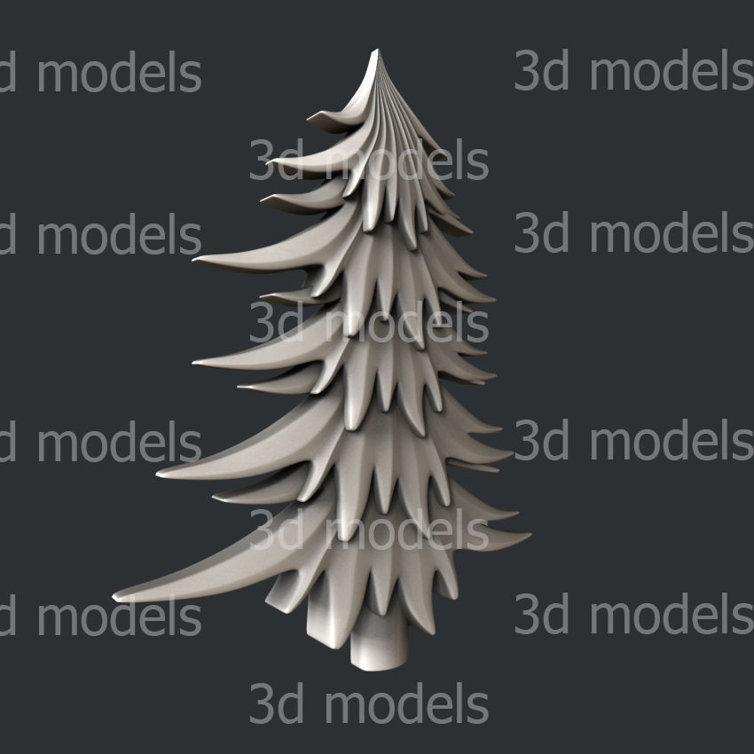 3d STL models for CNC router stylized Christmas trees 3D model_1