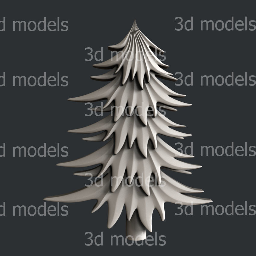 3d STL models for CNC router stylized Christmas trees 3D model_2