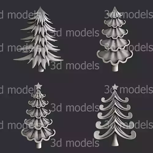3d STL models for CNC router stylized Christmas trees