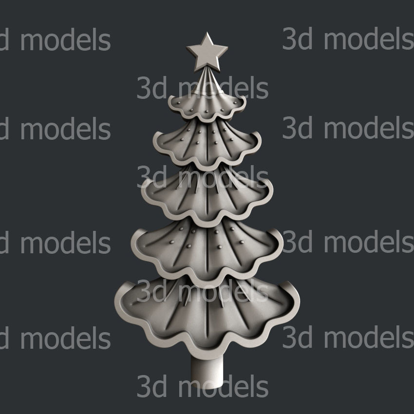 3d STL models for CNC router stylized Christmas trees 3D model_8