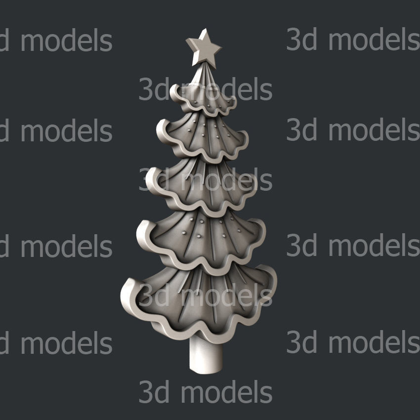 3d STL models for CNC router stylized Christmas trees 3D model_7