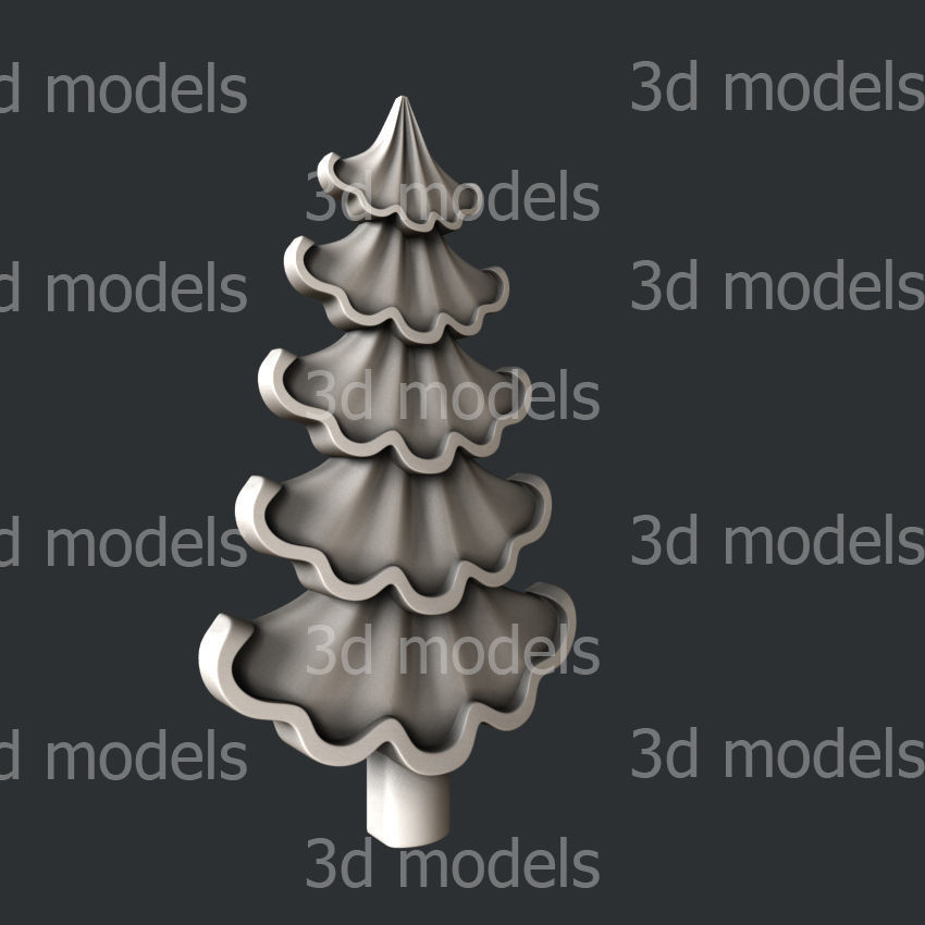 3d STL models for CNC router stylized Christmas trees 3D model_3