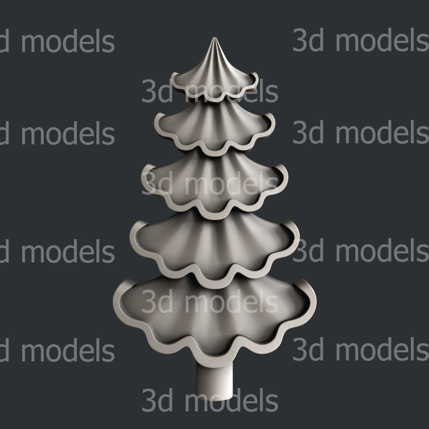 3d STL models for CNC router stylized Christmas trees 3D model_4