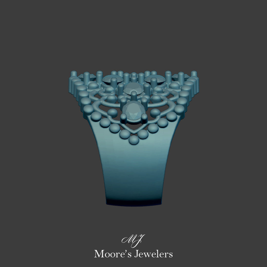 Cocktail Diamond Scroll Ring 3d Model Stl File 3D print model_7