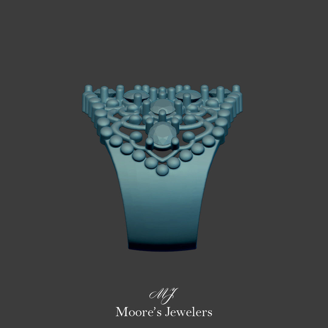 Cocktail Diamond Scroll Ring 3d Model Stl File 3D print model_5