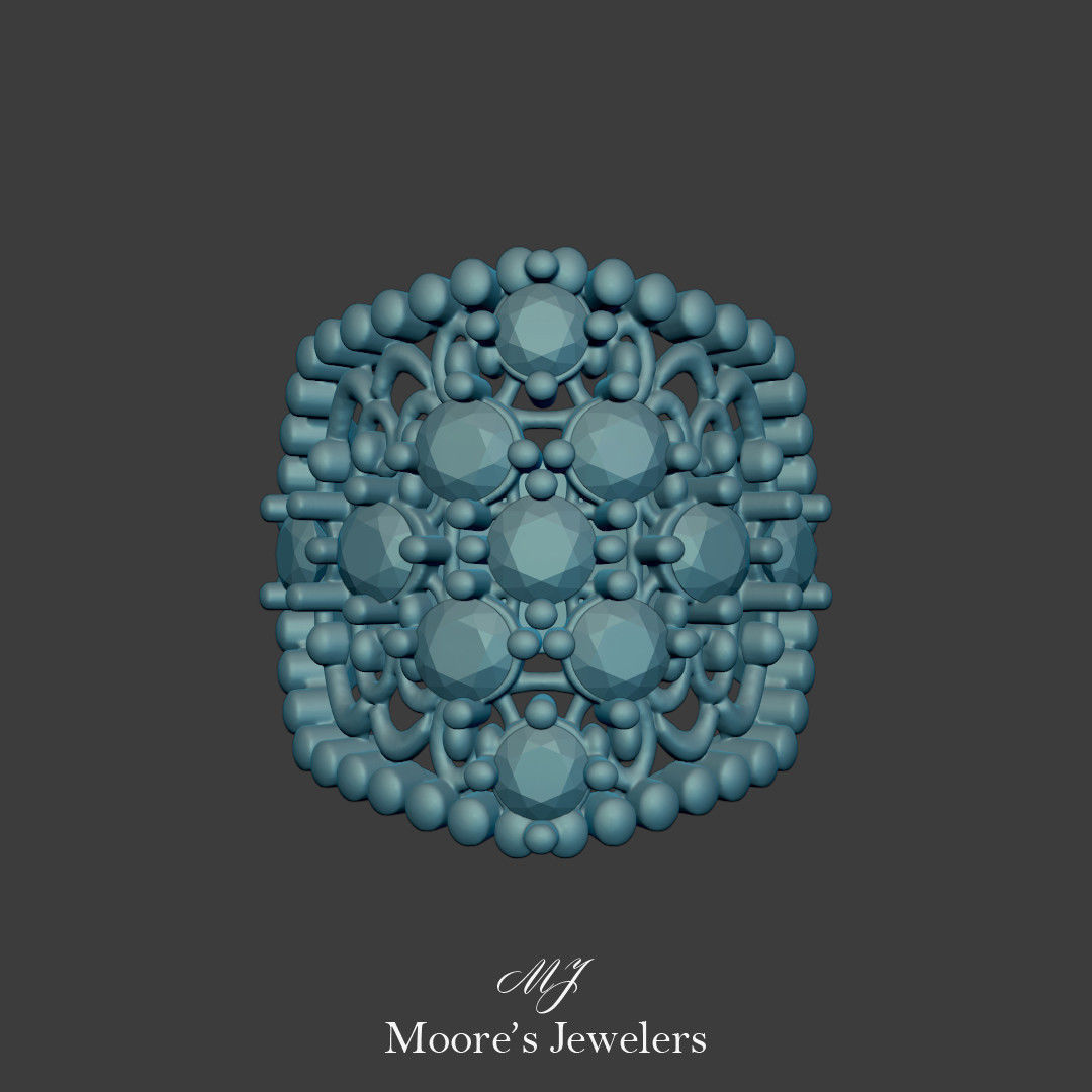 Cocktail Diamond Scroll Ring 3d Model Stl File 3D print model_4