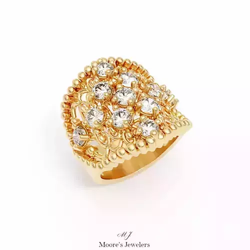 Cocktail Diamond Scroll Ring 3d Model Stl File