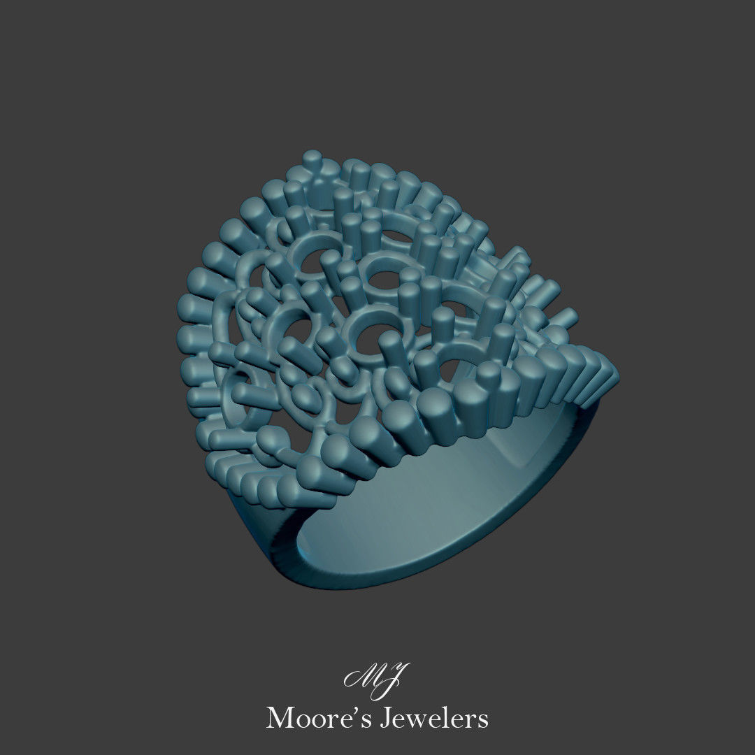 Cocktail Diamond Scroll Ring 3d Model Stl File 3D print model_8