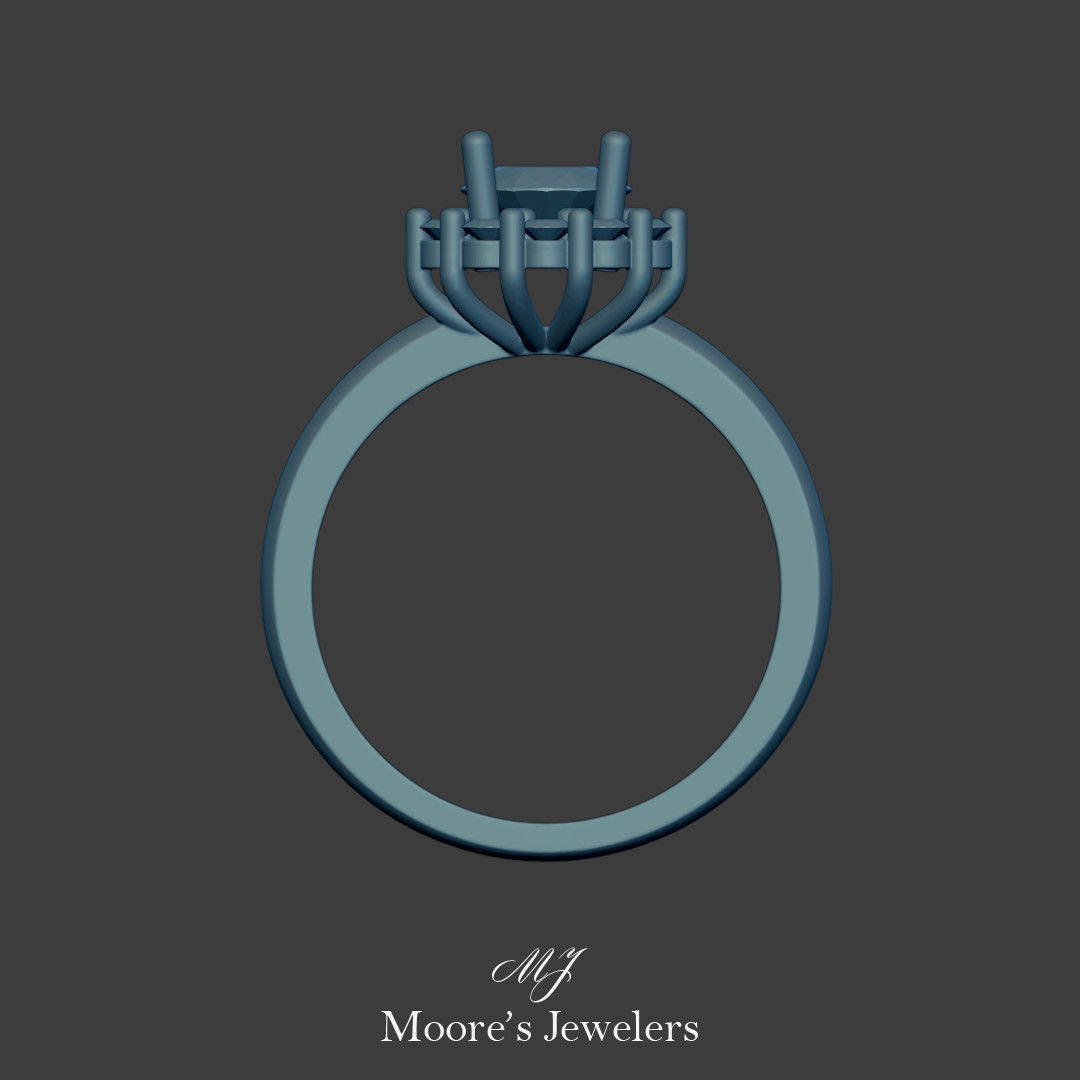 Scalloped Halo Engagement Ring 3d Model Stl File 3D print model_7
