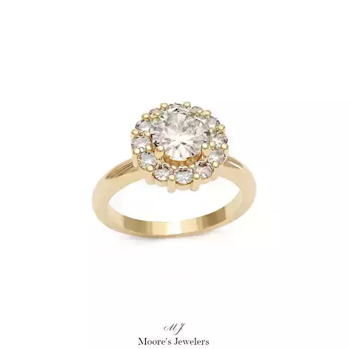 Scalloped Halo Engagement Ring 3d Model Stl File 3D print model