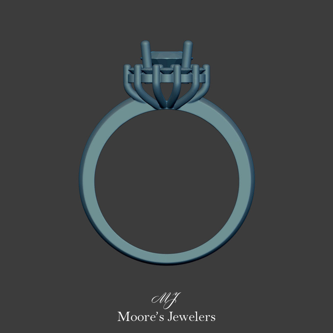 Scalloped Halo Engagement Ring 3d Model Stl File 3D print model_5
