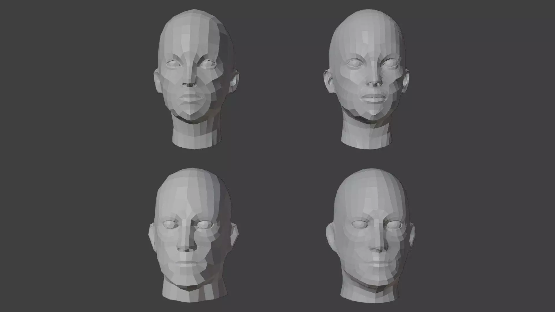 Low Poly Human Heads 3D Model Collection_0