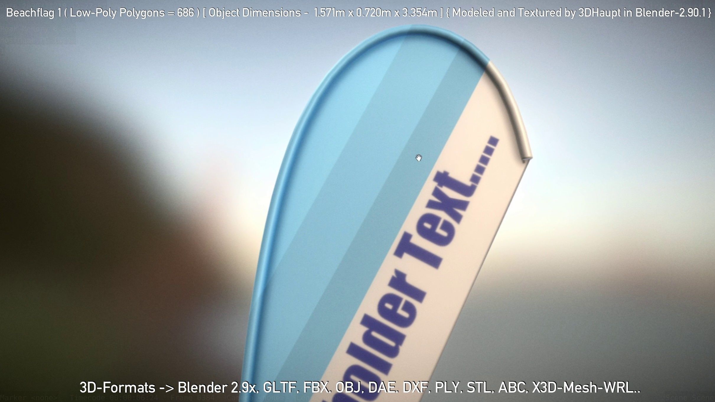 Beachflag 1 Low-Poly Low-poly 3D model_110