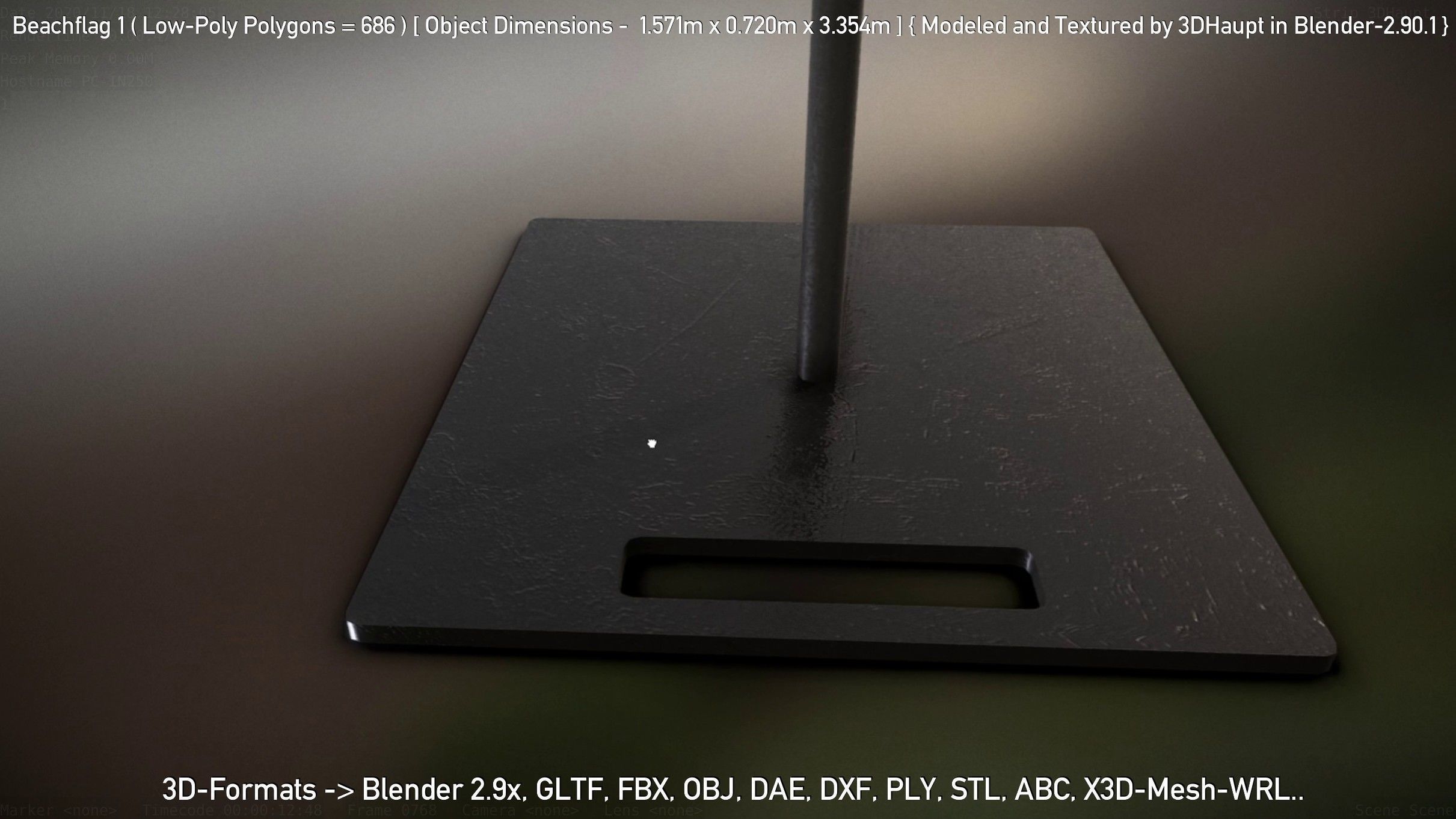 Beachflag 1 Low-Poly Low-poly 3D model_116