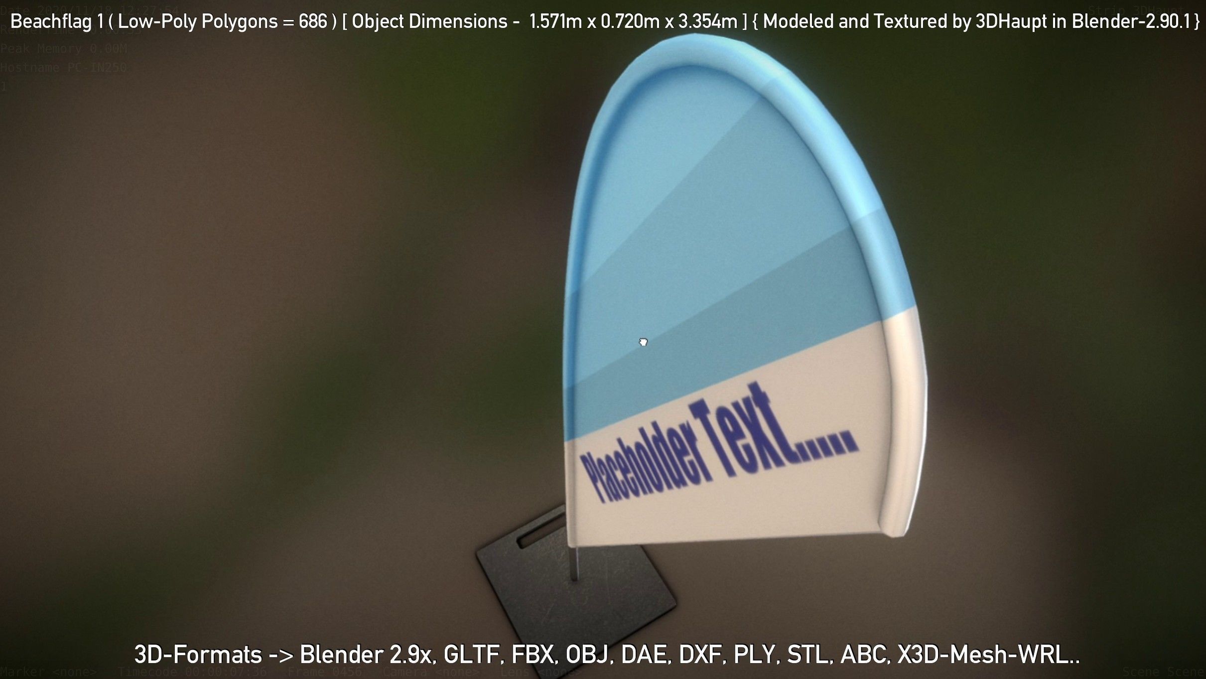 Beachflag 1 Low-Poly Low-poly 3D model_112