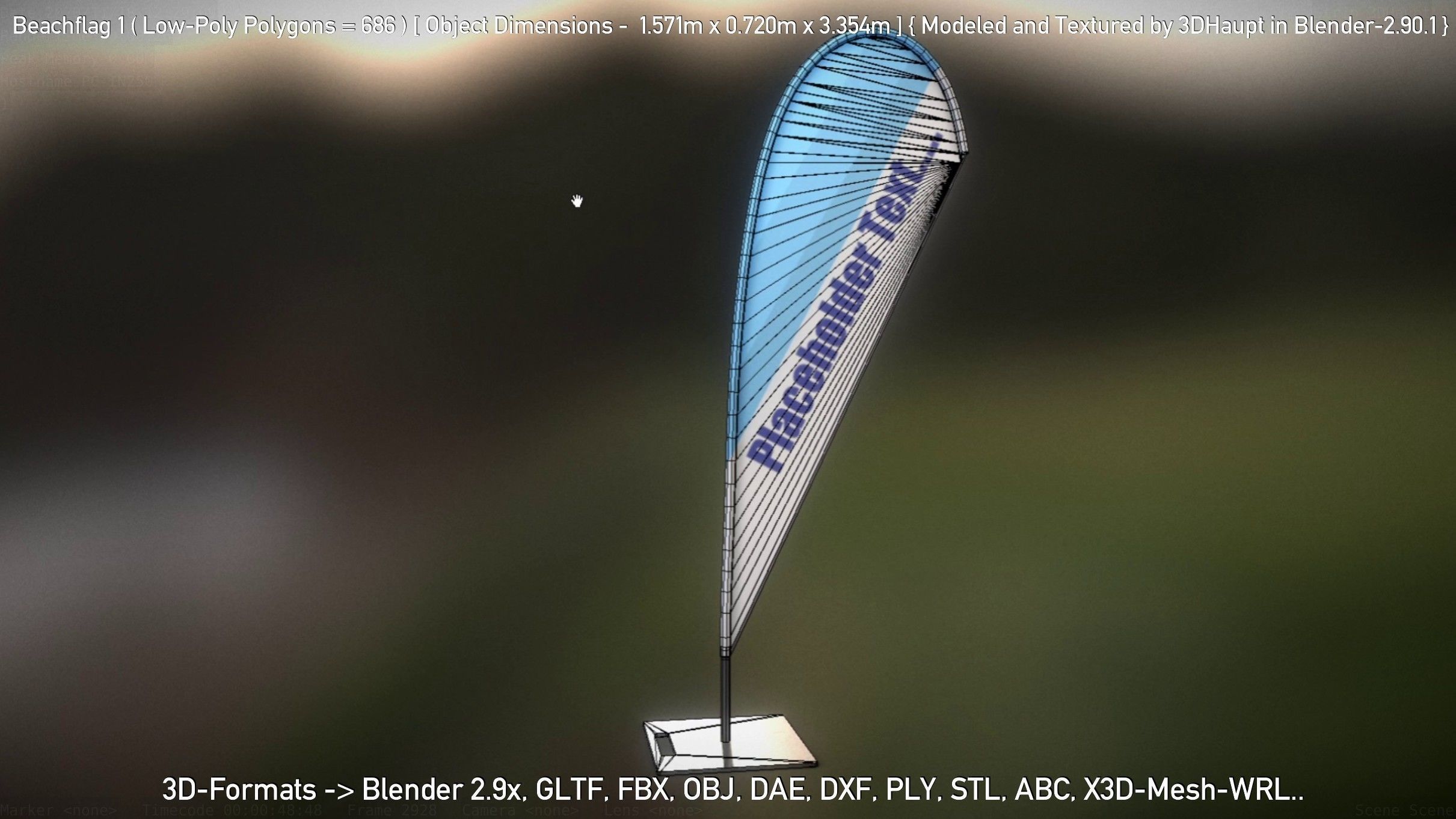 Beachflag 1 Low-Poly Low-poly 3D model_53