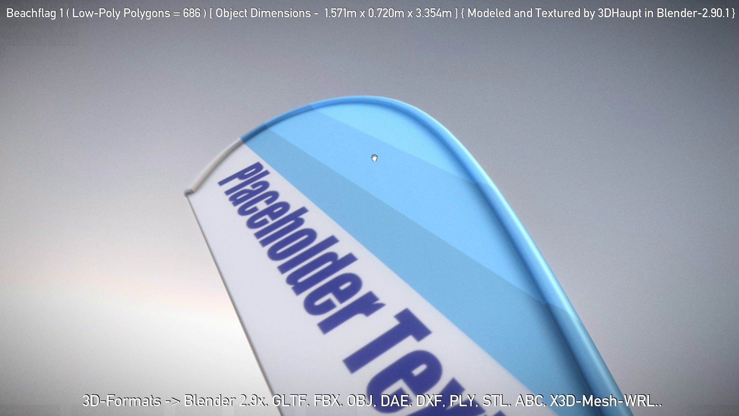 Beachflag 1 Low-Poly Low-poly 3D model_114