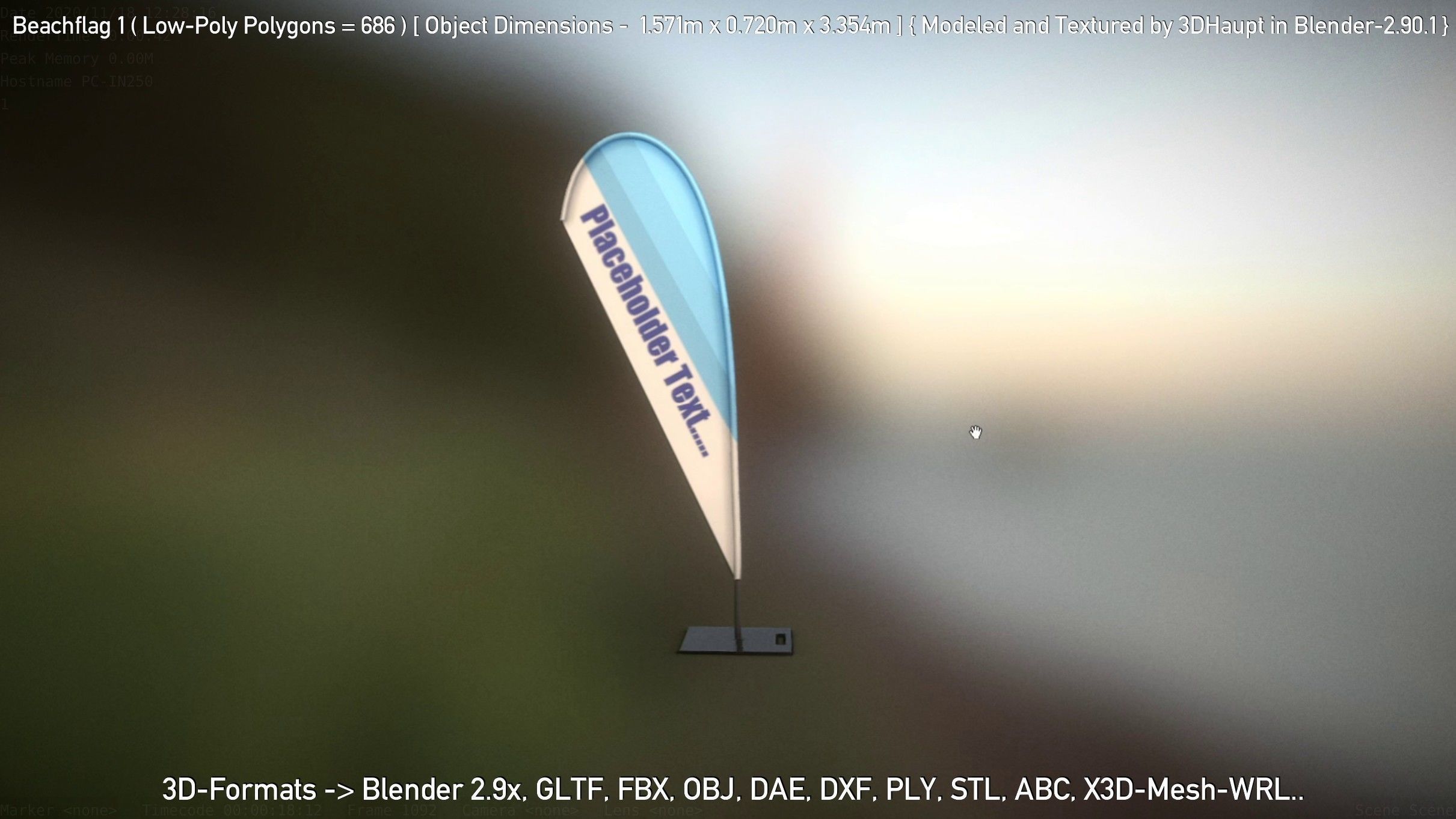 Beachflag 1 Low-Poly Low-poly 3D model_24