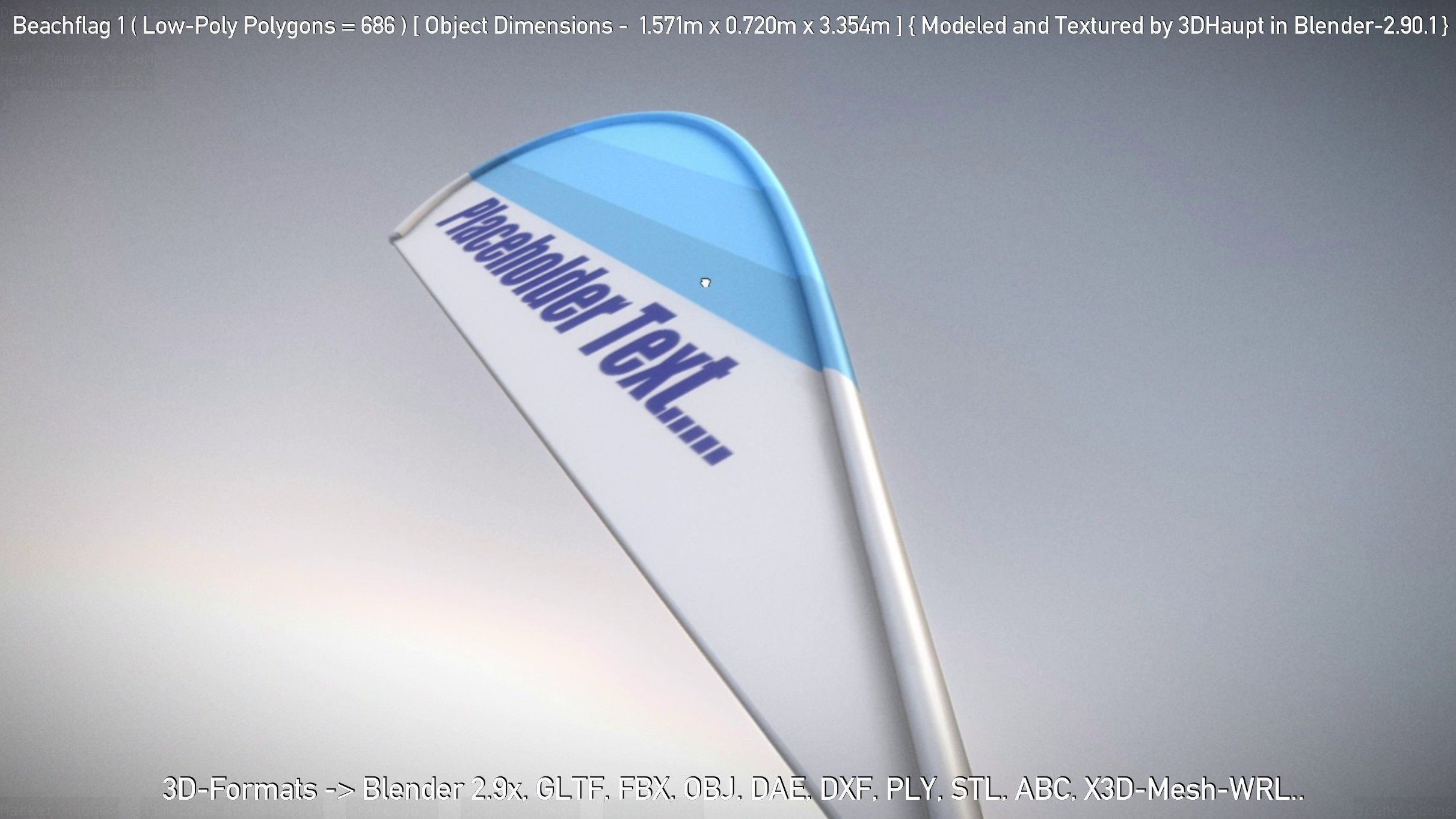 Beachflag 1 Low-Poly Low-poly 3D model_45