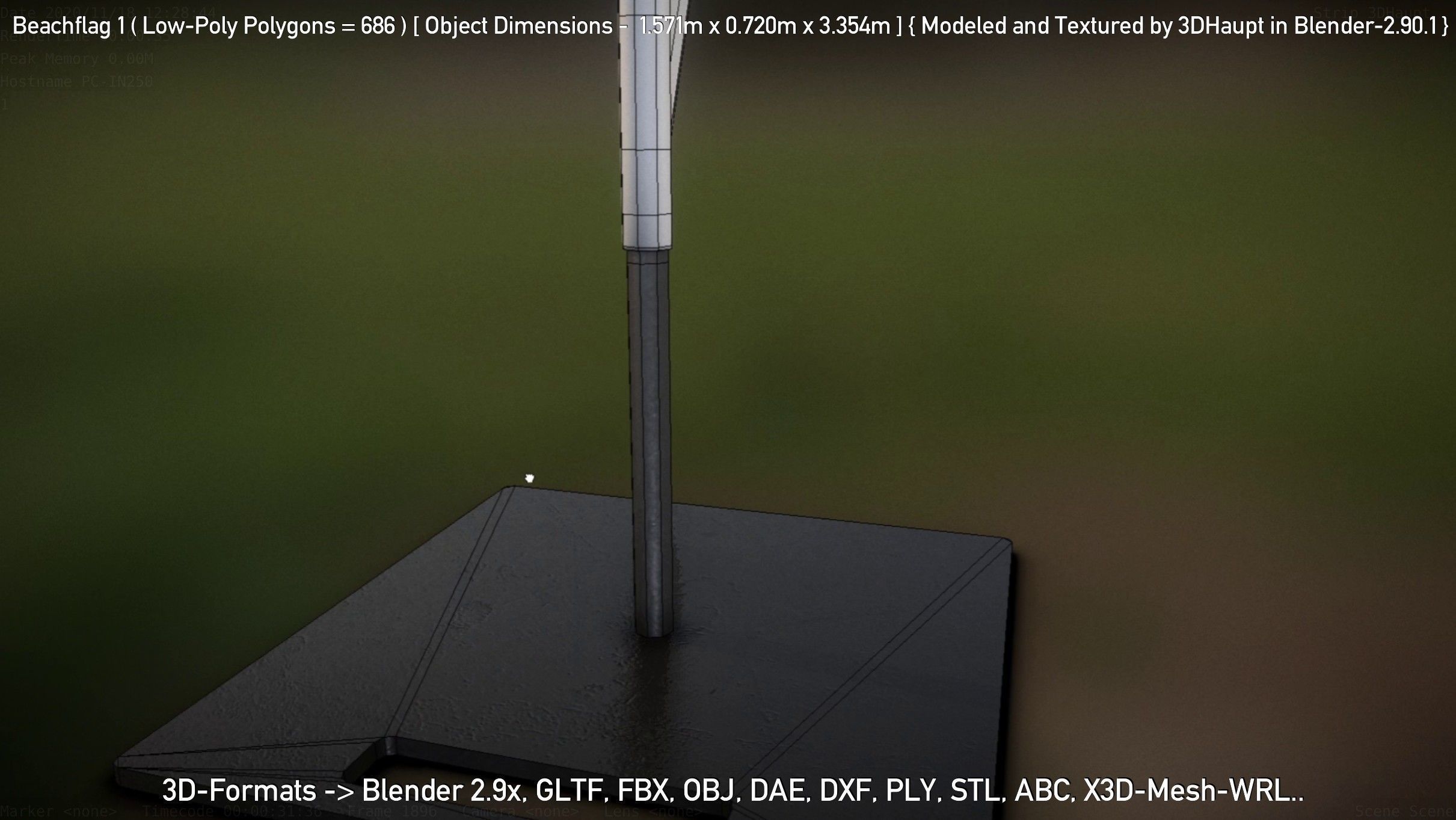 Beachflag 1 Low-Poly Low-poly 3D model_81