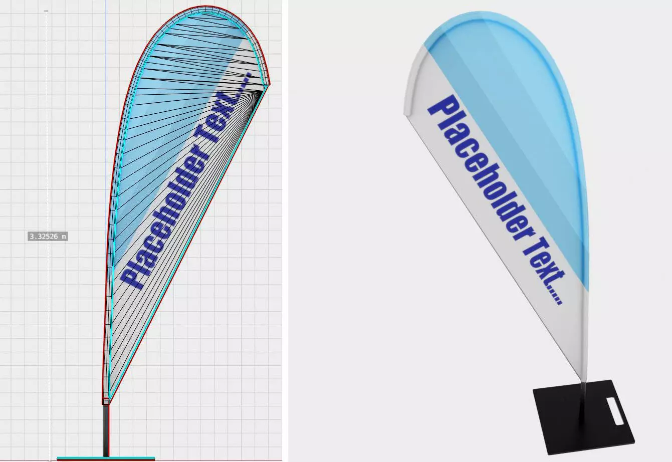 Beachflag 1 Low-Poly Low-poly 3D model_0