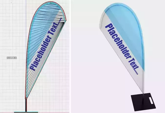 Beachflag 1 Low-Poly Low-poly 3D model