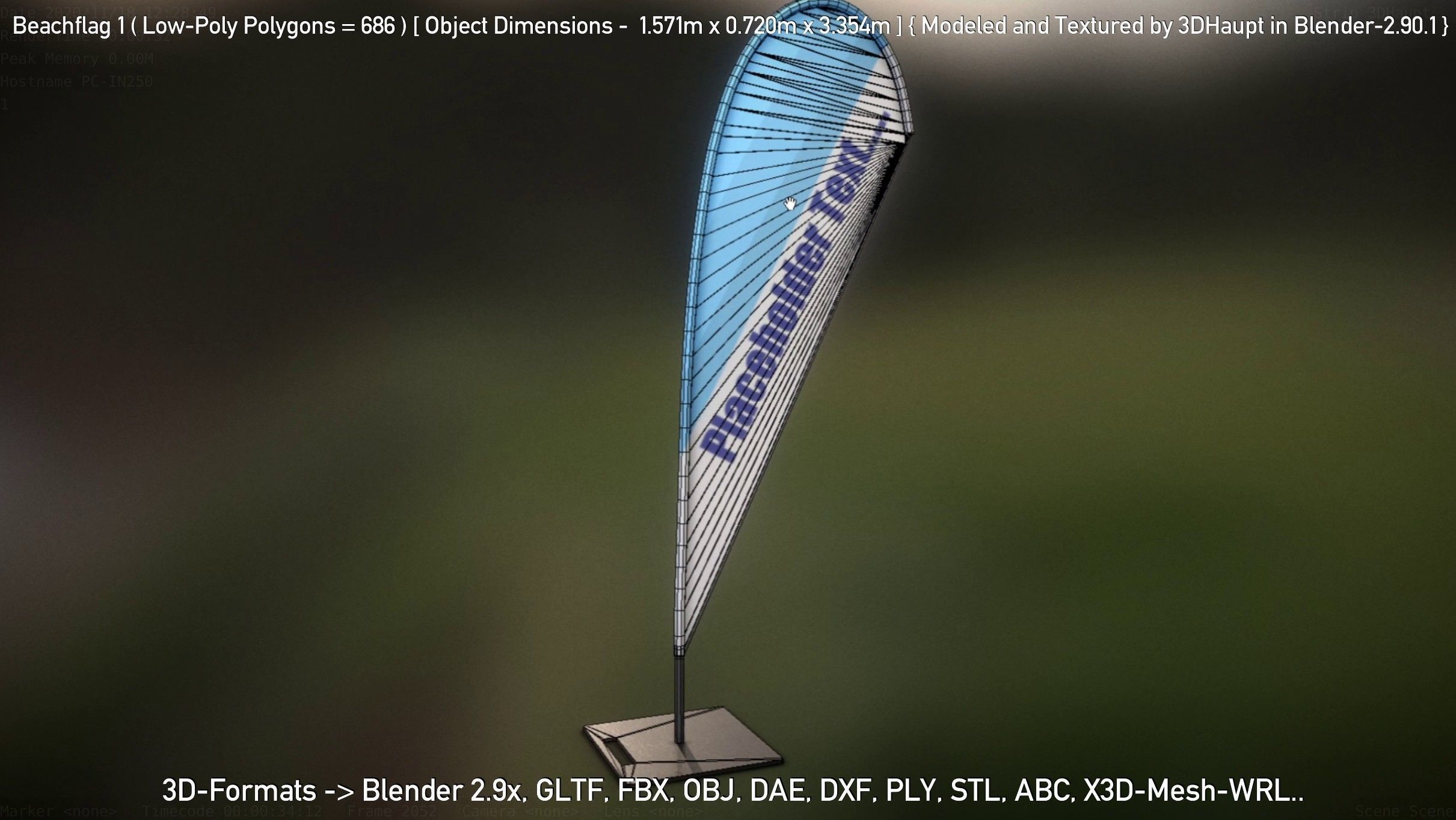 Beachflag 1 Low-Poly Low-poly 3D model_83