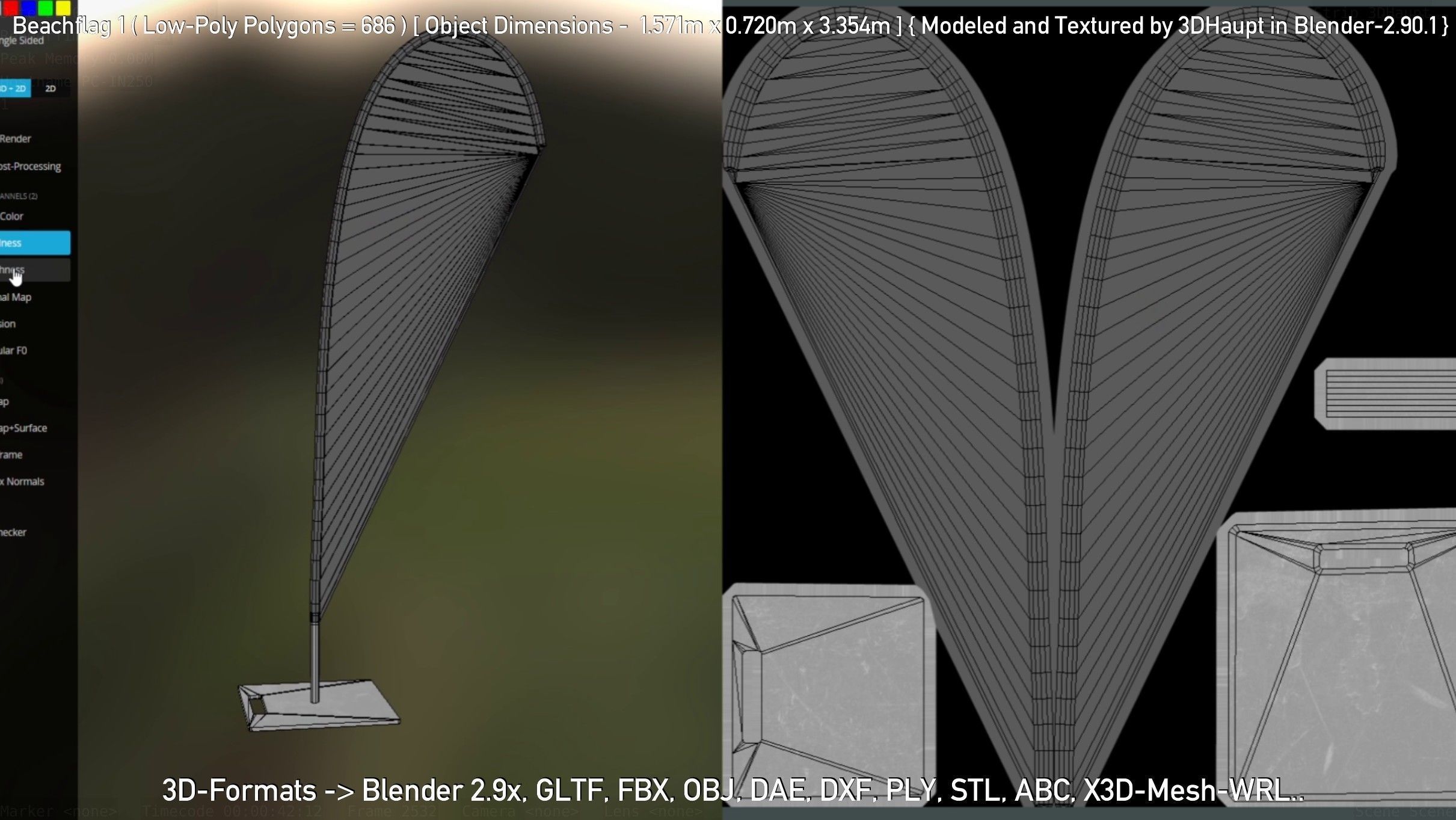 Beachflag 1 Low-Poly Low-poly 3D model_19