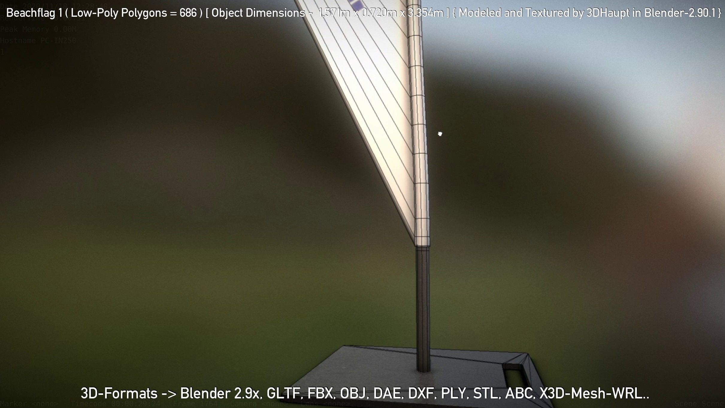 Beachflag 1 Low-Poly Low-poly 3D model_79