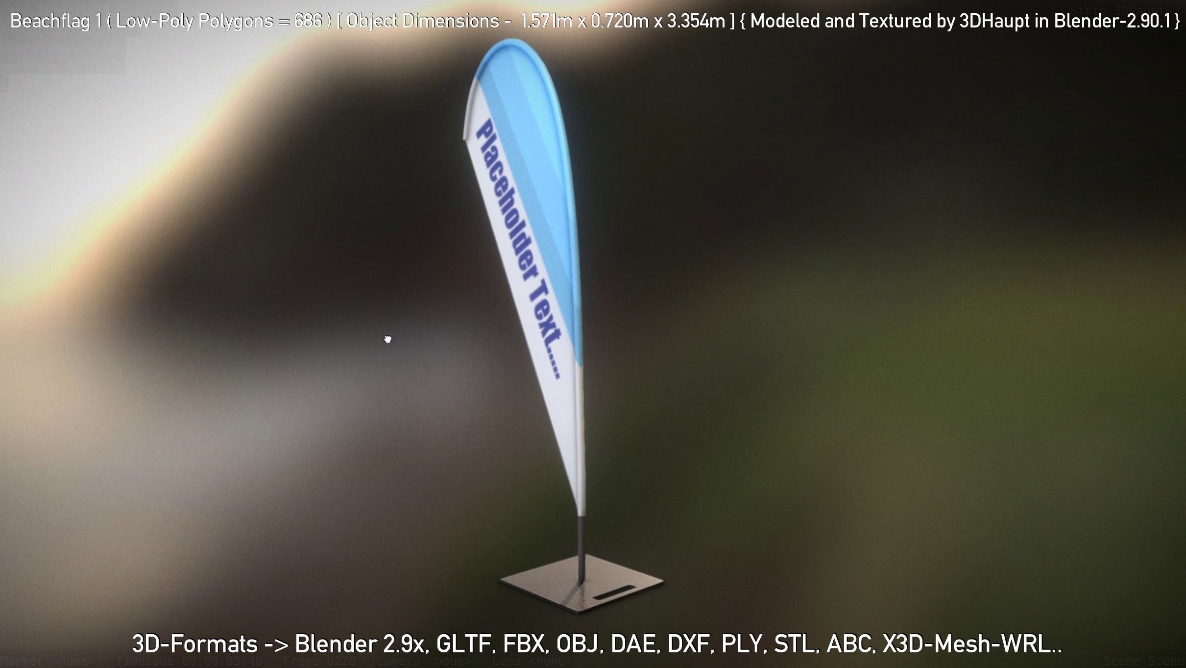 Beachflag 1 Low-Poly Low-poly 3D model_108