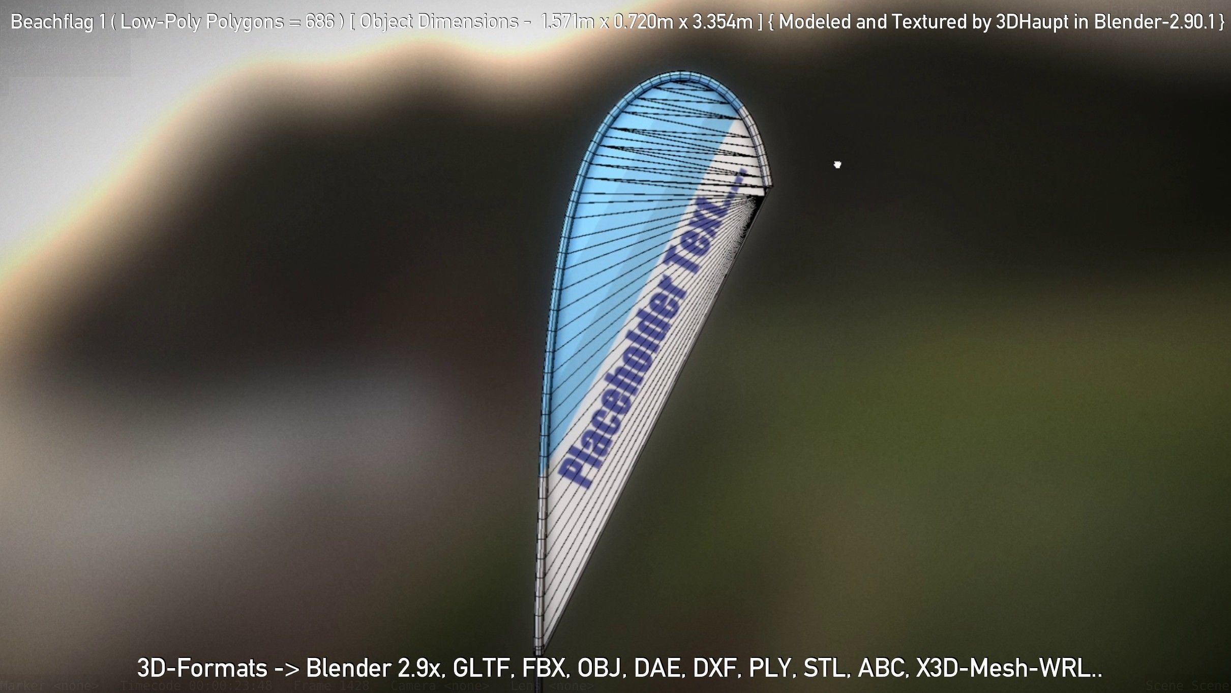 Beachflag 1 Low-Poly Low-poly 3D model_29