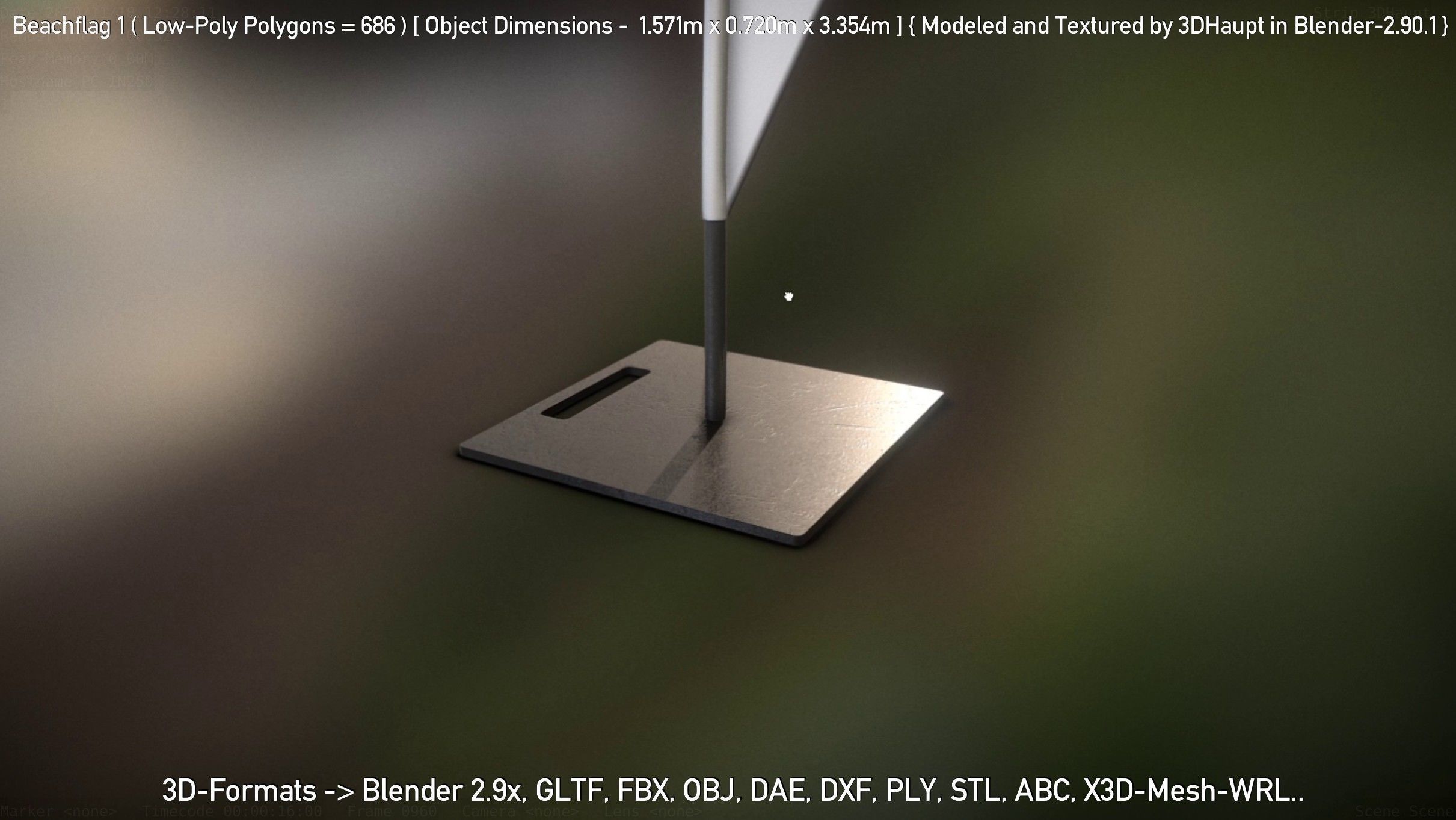 Beachflag 1 Low-Poly Low-poly 3D model_78