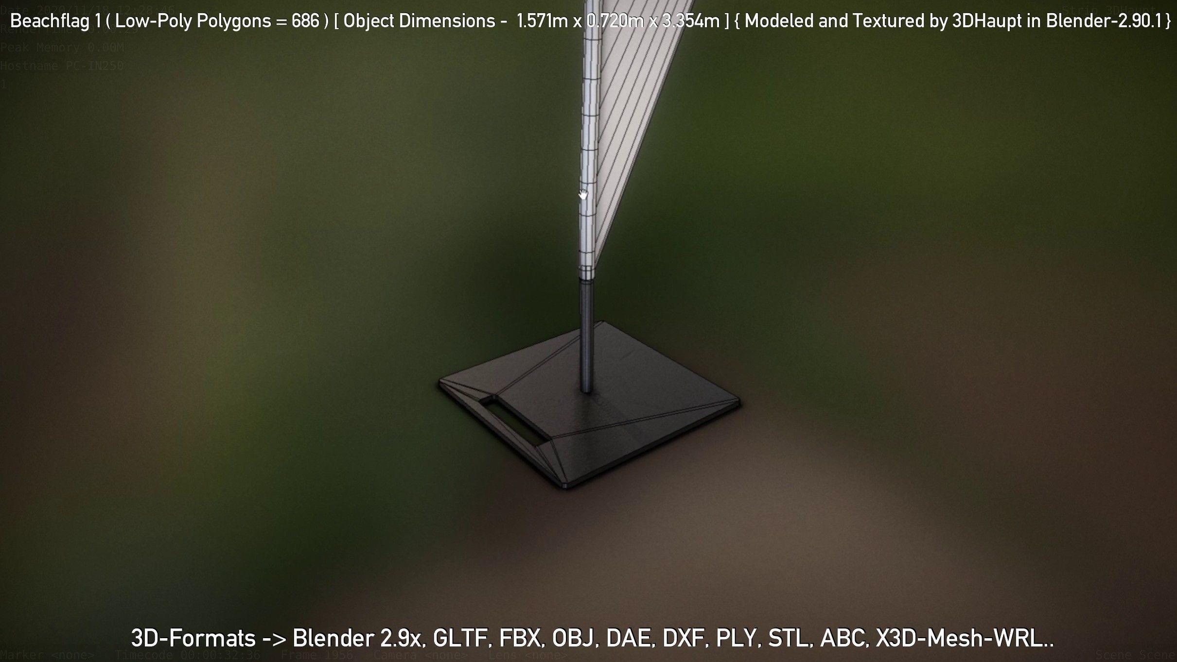 Beachflag 1 Low-Poly Low-poly 3D model_82