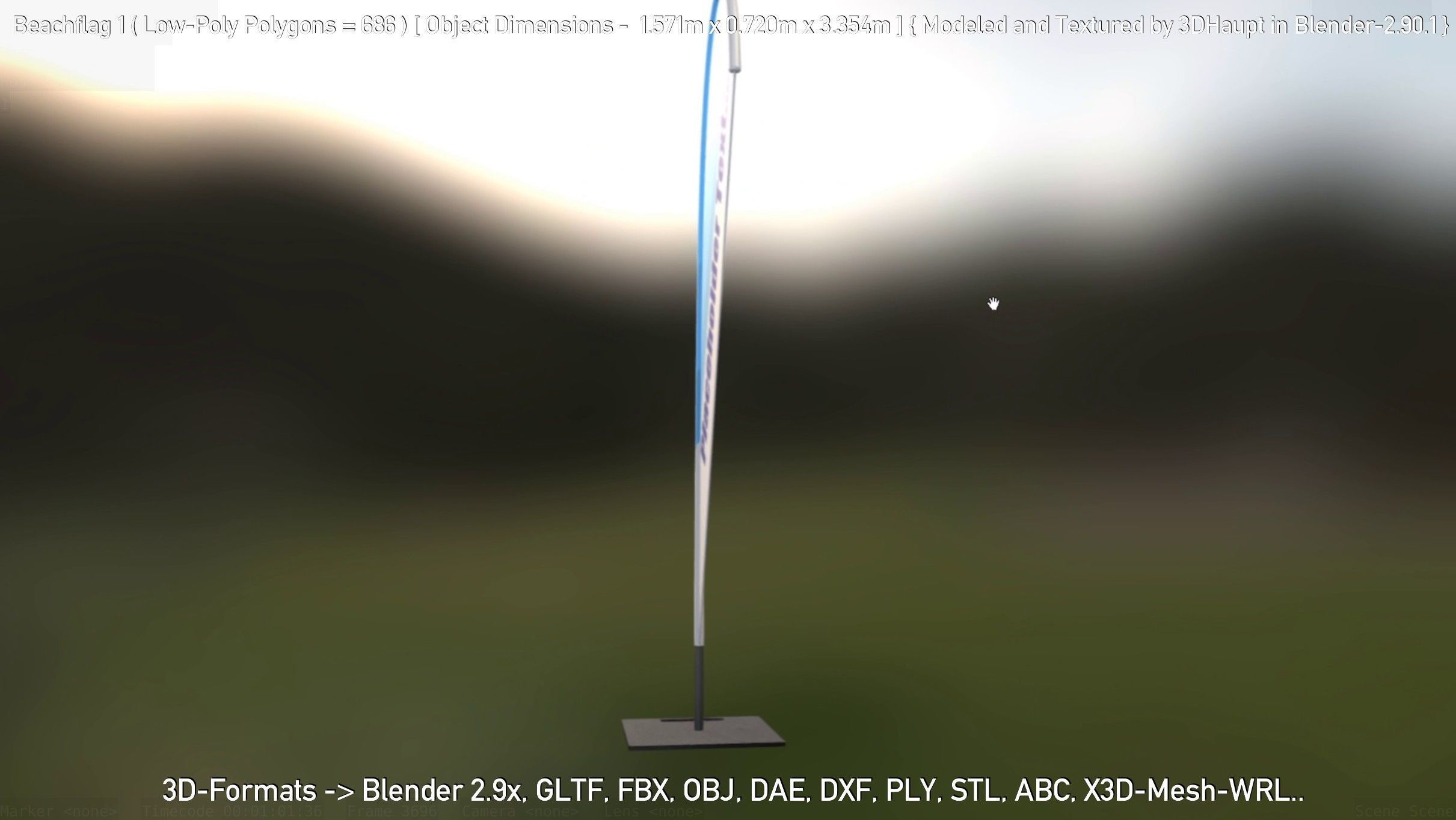 Beachflag 1 Low-Poly Low-poly 3D model_66