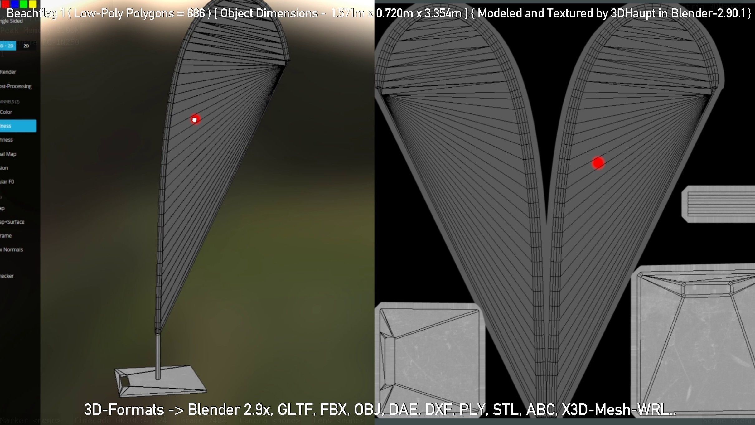Beachflag 1 Low-Poly Low-poly 3D model_88