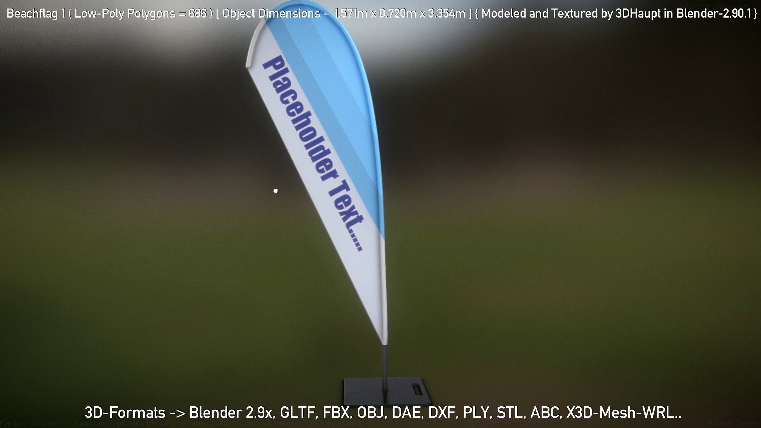 Beachflag 1 Low-Poly Low-poly 3D model_111