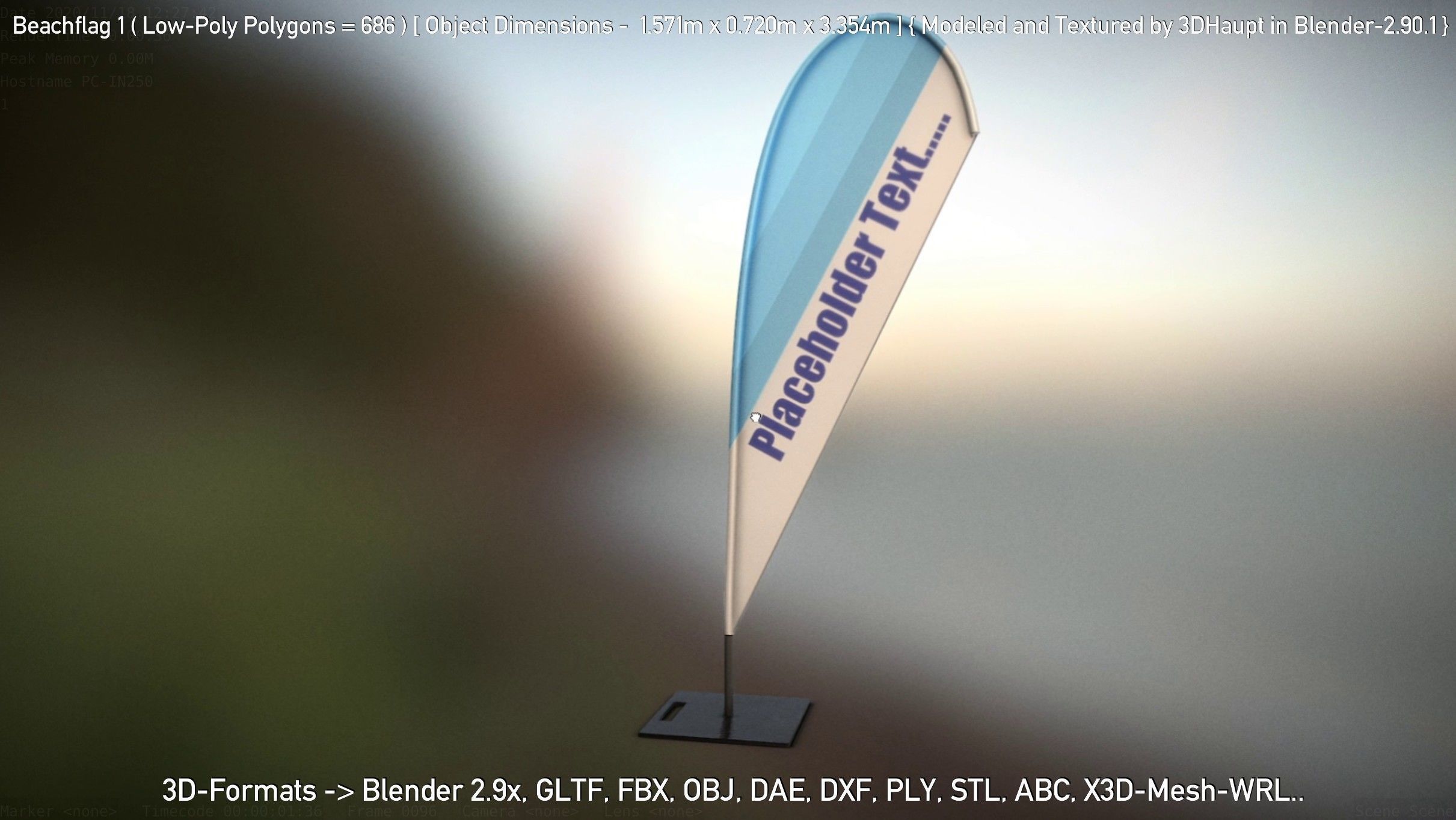 Beachflag 1 Low-Poly Low-poly 3D model_69
