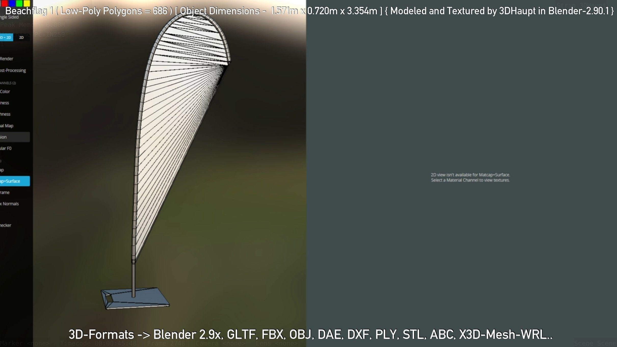 Beachflag 1 Low-Poly Low-poly 3D model_50