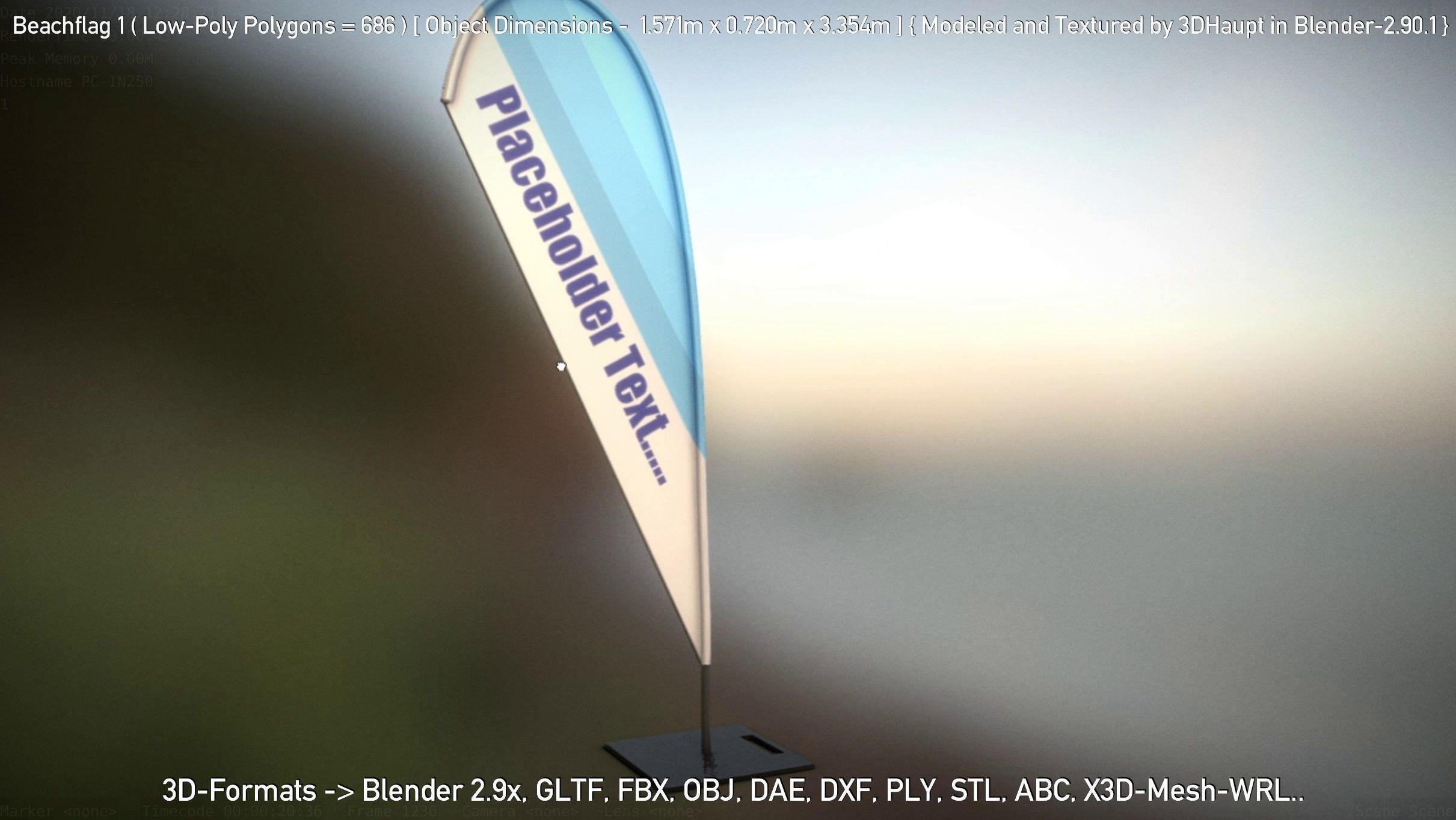 Beachflag 1 Low-Poly Low-poly 3D model_18