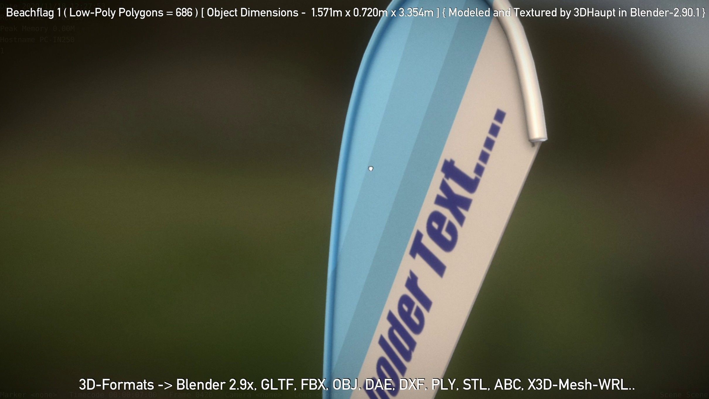 Beachflag 1 Low-Poly Low-poly 3D model_73