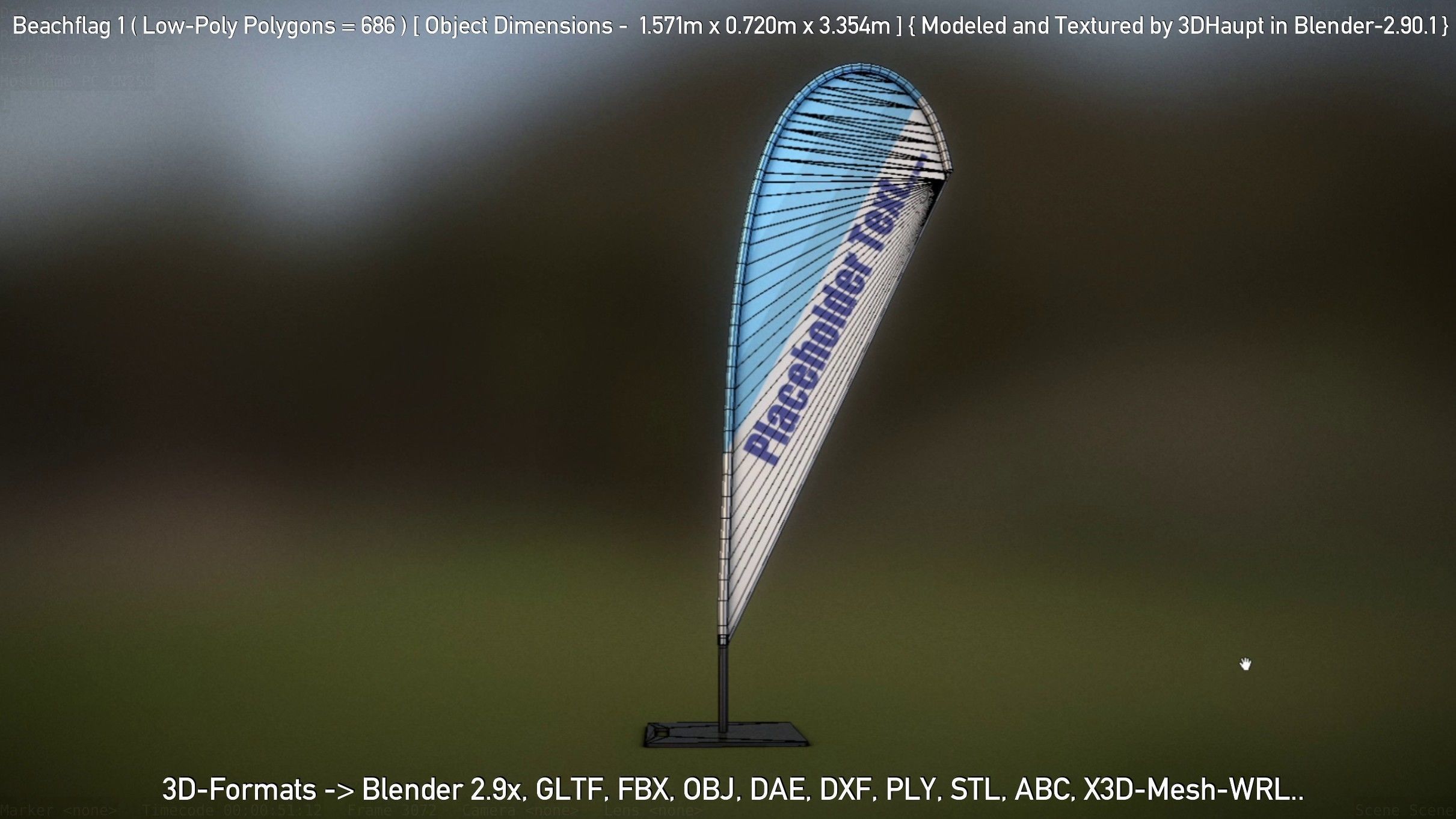 Beachflag 1 Low-Poly Low-poly 3D model_96