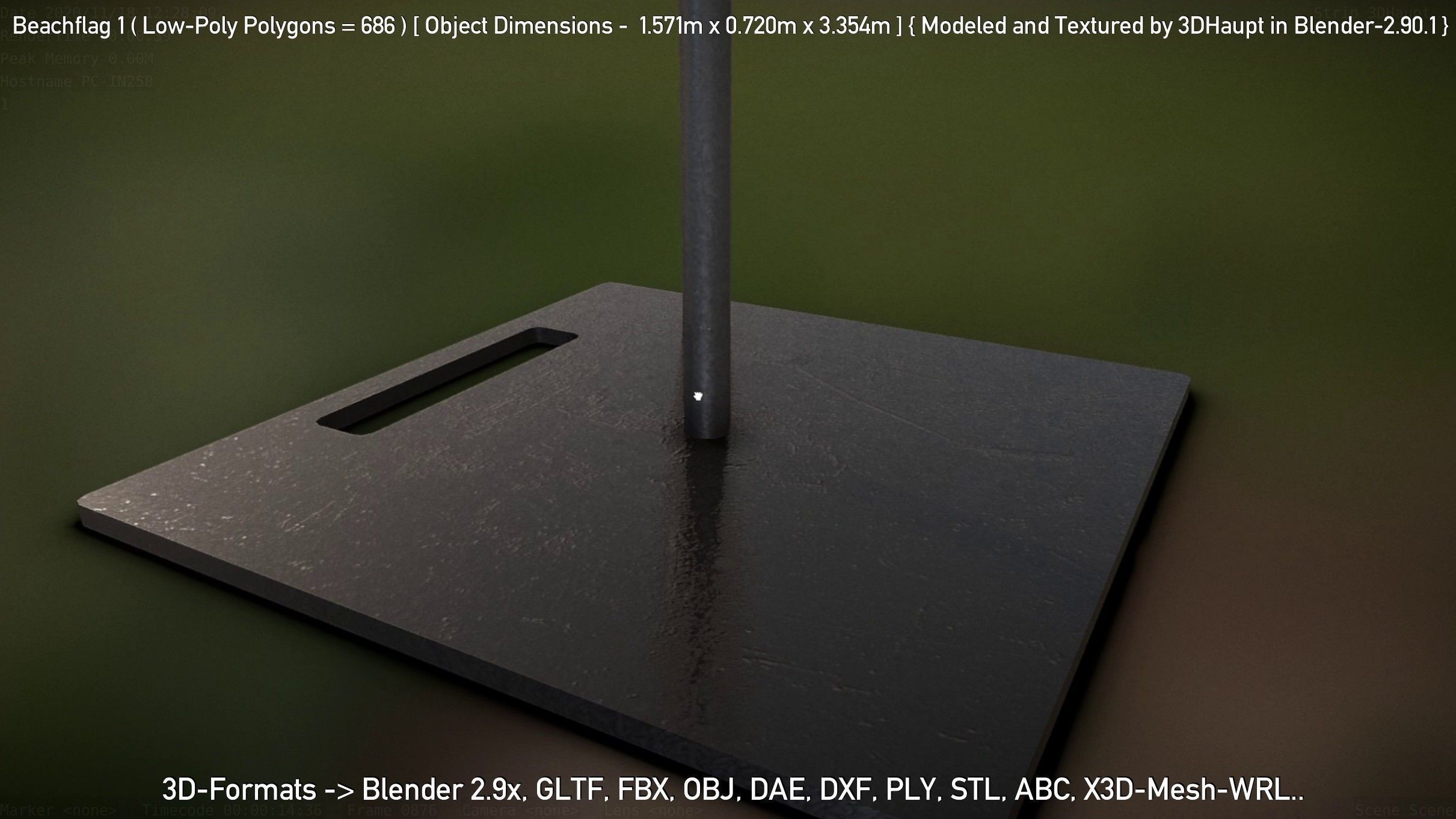 Beachflag 1 Low-Poly Low-poly 3D model_75