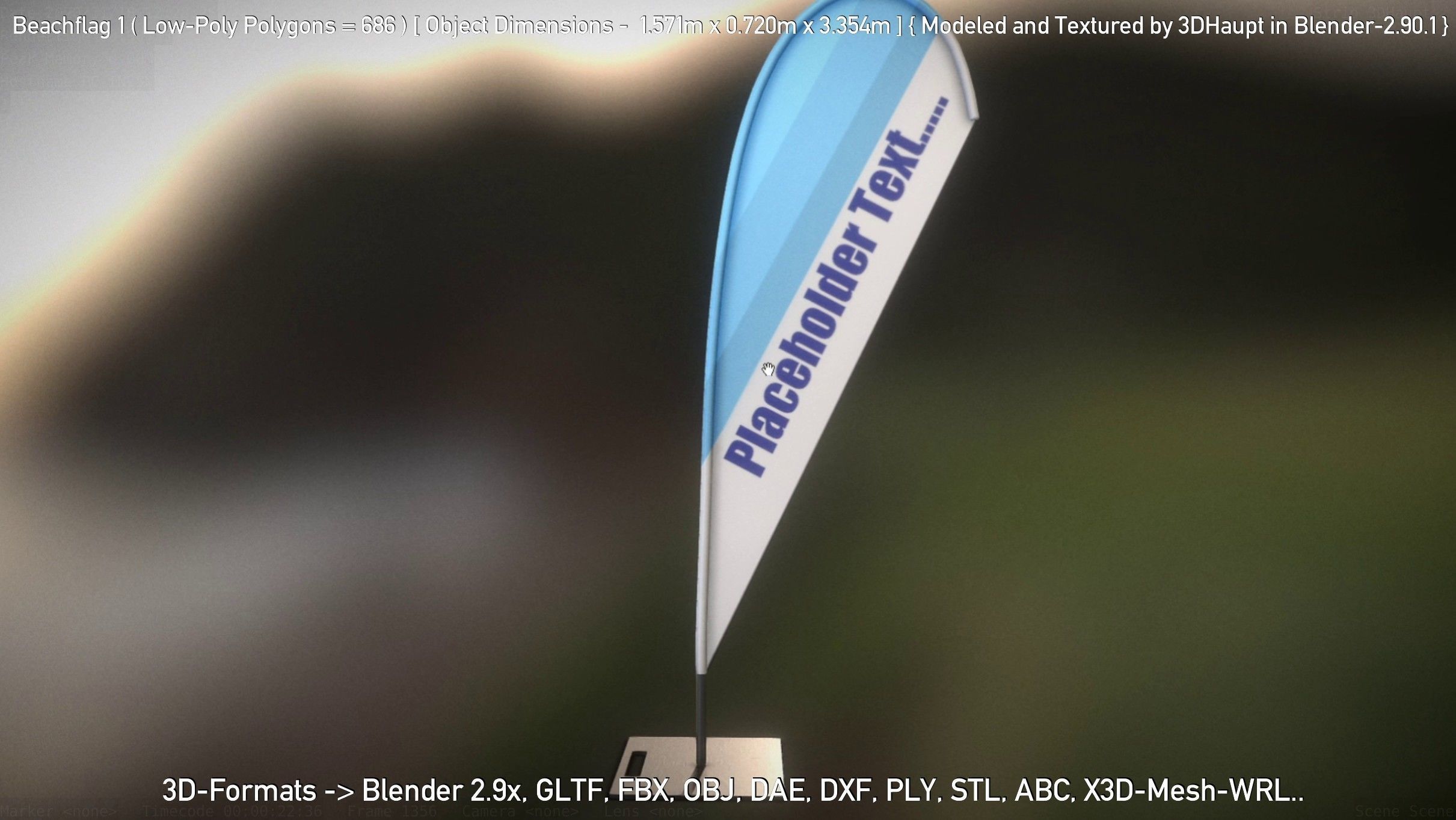 Beachflag 1 Low-Poly Low-poly 3D model_119