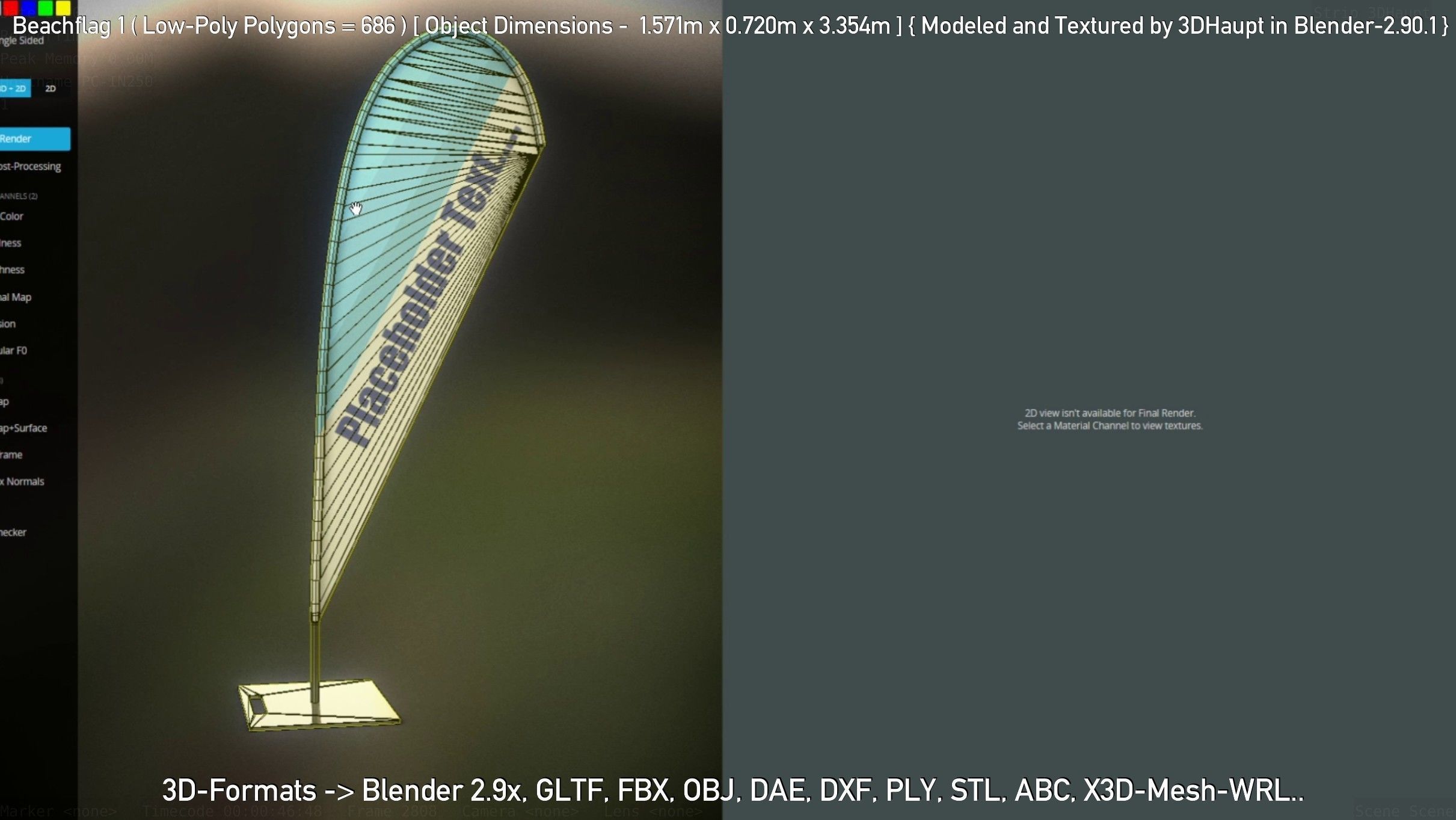 Beachflag 1 Low-Poly Low-poly 3D model_51